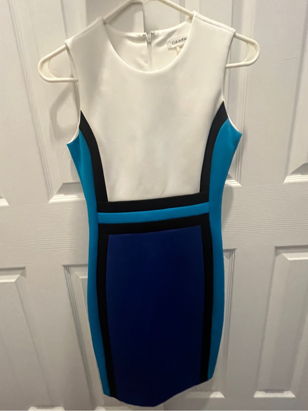 Calvin Klein Blue and White Sheath Dress
